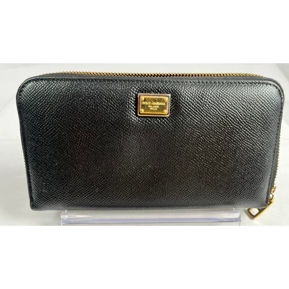 Dolce & Gabbana P Foglio Zip Around Vitello St Black Dauphine Leather Wallet COA - Picture 1 of 16